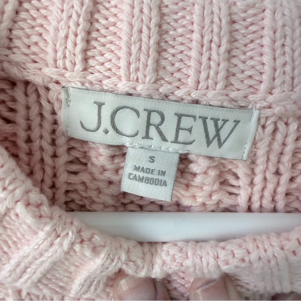 J Crew Cable Knit Crewneck Sweater in Delicate Bloom - Picture 13 of 15